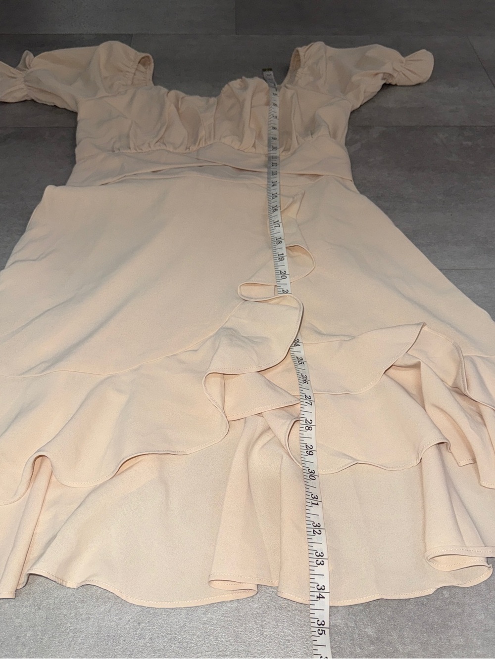 Beige Ruffled Short Dress - Picture 6 of 6